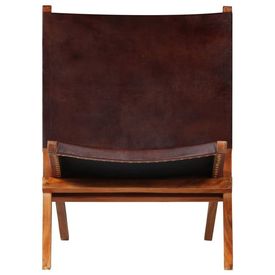 Scaun relaxant, piele naturală, 59 x 72 x 79 cm, maro - Img 2