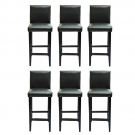 Scaune de bar, 6 buc., piele artificială, negru - Img 2
