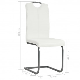 Scaune de bucătărie 2 buc piele artificială 43x55x100 cm, alb - Img 8