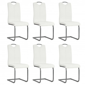 Scaune de bucătărie 6 buc piele artificială 43x55x100 cm, alb