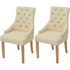 Scaune de bucătărie din stejar crem 2 buc.