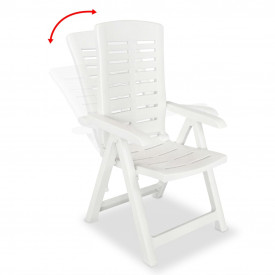 Scaune de grădină rabatabile, 6 buc, 60x61x108 cm, plastic, alb - Img 2