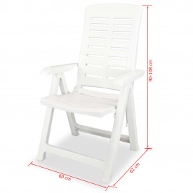 Scaune de grădină rabatabile, 6 buc, 60x61x108 cm, plastic, alb - Img 8