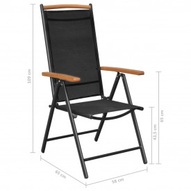 Scaune pliante de grădină, 4 buc., negru, aluminiu și textilenă - Img 8