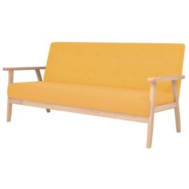 Set canapea din 3 piese, material textil, galben - Img 2