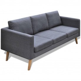 Set canapele cu 2 locuri și 3 locuri, textil, gri închis - Img 7