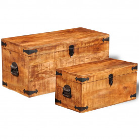 Set cufere de depozitare, 2 piese, lemn mango nefinisat - Img 5