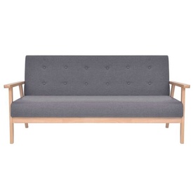 Set de canapele, 2 piese, material textil, gri închis - Img 3