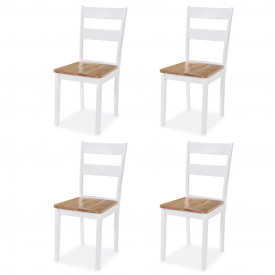 Set de masă 5 piese MDF și lemn de arbore de cauciuc Alb - Img 3