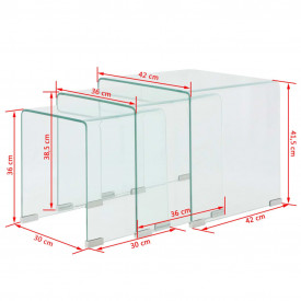 Set mese suprapuse, sticlă călită transparentă, trei piese - Img 7