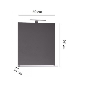 Set mobilier baie suspendat, cu lavoar ceramic, GN0541, front MDF, 60 cm, 2 sertare, glisiere soft close si oglinda cu polita GN0551, dreptunghiulara, PAL, alb - Img 3