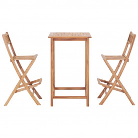 Set mobilier bar, 3 piese, lemn masiv de tec - Img 2