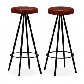 Set mobilier bar, 3 piese, lemn masiv sheesham, piele naturală - Img 12