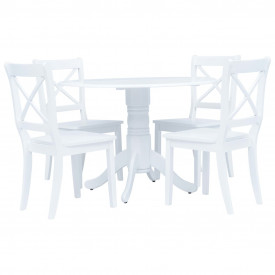 Set mobilier bucătărie, 5 piese, alb, lemn masiv de hevea