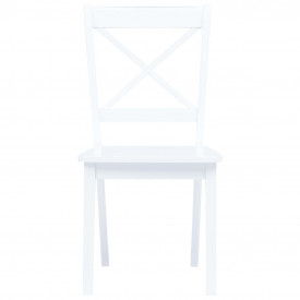 Set mobilier bucătărie, 5 piese, alb, lemn masiv de hevea - Img 4