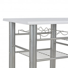 Set mobilier de bar, cu rafturi, 3 piese, alb, lemn și oțel - Img 6