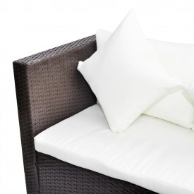Set mobilier de exterior, 14 piese, poliratan, maro - Img 5