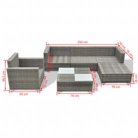 Set mobilier de exterior 17 piese, poliratan, gri - Img 8