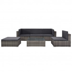 Set mobilier de exterior, 17 piese, poliratan, gri - Img 2