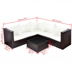Set mobilier de exterior, 17 piese, poliratan, maro - Img 4
