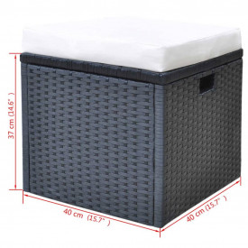 Set mobilier de exterior 18 piese, poliratan, negru - Img 11
