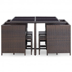 Set mobilier de exterior 21 piese, poliratan, maro - Img 4
