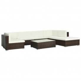 Set mobilier de exterior, 23 piese, poliratan, maro
