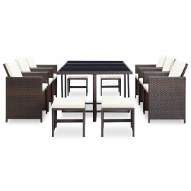 Set mobilier de exterior 27 piese, poliratan, maro - Img 2