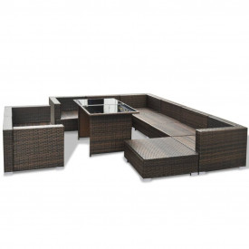 Set mobilier de exterior 28 piese, maro, poliratan - Img 4