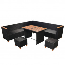 Set mobilier de exterior, 29 piese, poliratan, blat WPC, negru - Img 5