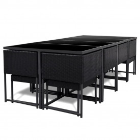 Set mobilier de exterior 33 piese, poliratan, negru - Img 4