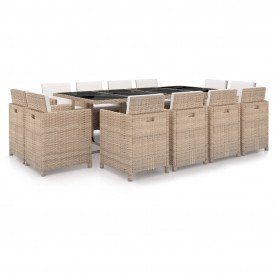 Set mobilier de exterior 37 piese, poliratan, gri/bej