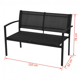 Set mobilier de exterior, 4 piese, negru, textilenă - Img 7