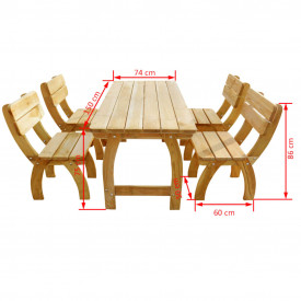 Set mobilier de exterior, 5 piese, lemn de pin tratat - Img 6
