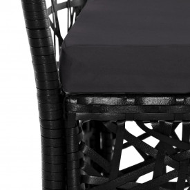 Set mobilier de exterior, 5 piese, poliratan, negru - Img 6