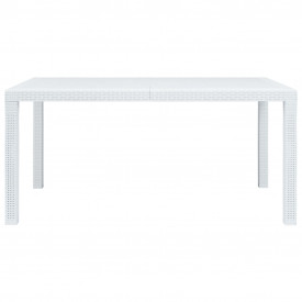 Set mobilier de exterior, 7 piese, alb, plastic, aspect ratan - Img 8