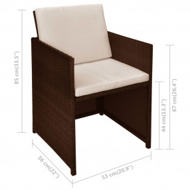 Set mobilier de exterior 7 piese, poliratan, maro - Img 10