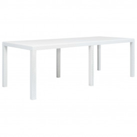 Set mobilier de exterior, 9 piese, alb, plastic, aspect ratan - Img 7