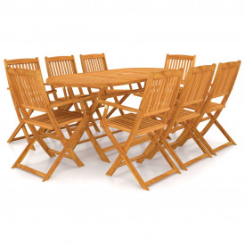Set mobilier de exterior 9 piese, lemn masiv de salcâm