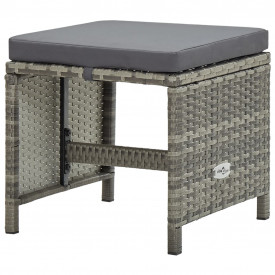 Set mobilier de exterior cu perne, 11 piese, gri, poliratan - Img 9