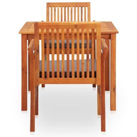 Set mobilier de exterior cu perne 3 piese, lemn masiv de acacia - Img 2