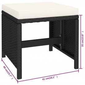 Set mobilier de exterior cu perne, 6 piese, negru, poliratan - Img 10