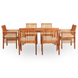 Set mobilier de exterior cu perne 7 piese lemn masiv de acacia
