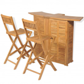 Set mobilier de exterior tip bar, 3 piese, lemn de tec