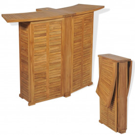 Set mobilier de exterior tip bar, 3 piese, lemn de tec - Img 3