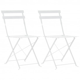 Set mobilier de exterior tip bistro, 3 piese, alb, oțel - Img 4