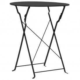 Set mobilier de exterior tip bistro, negru, 3 piese, oțel - Img 2