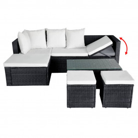 Set mobilier de grădină 12 piese, poliratan, negru - Img 6