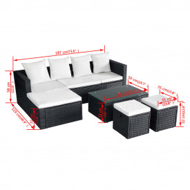 Set mobilier de grădină 12 piese, poliratan, negru - Img 11