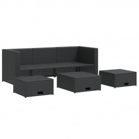 Set mobilier de grădină, 12 piese, poliratan, negru - Img 4